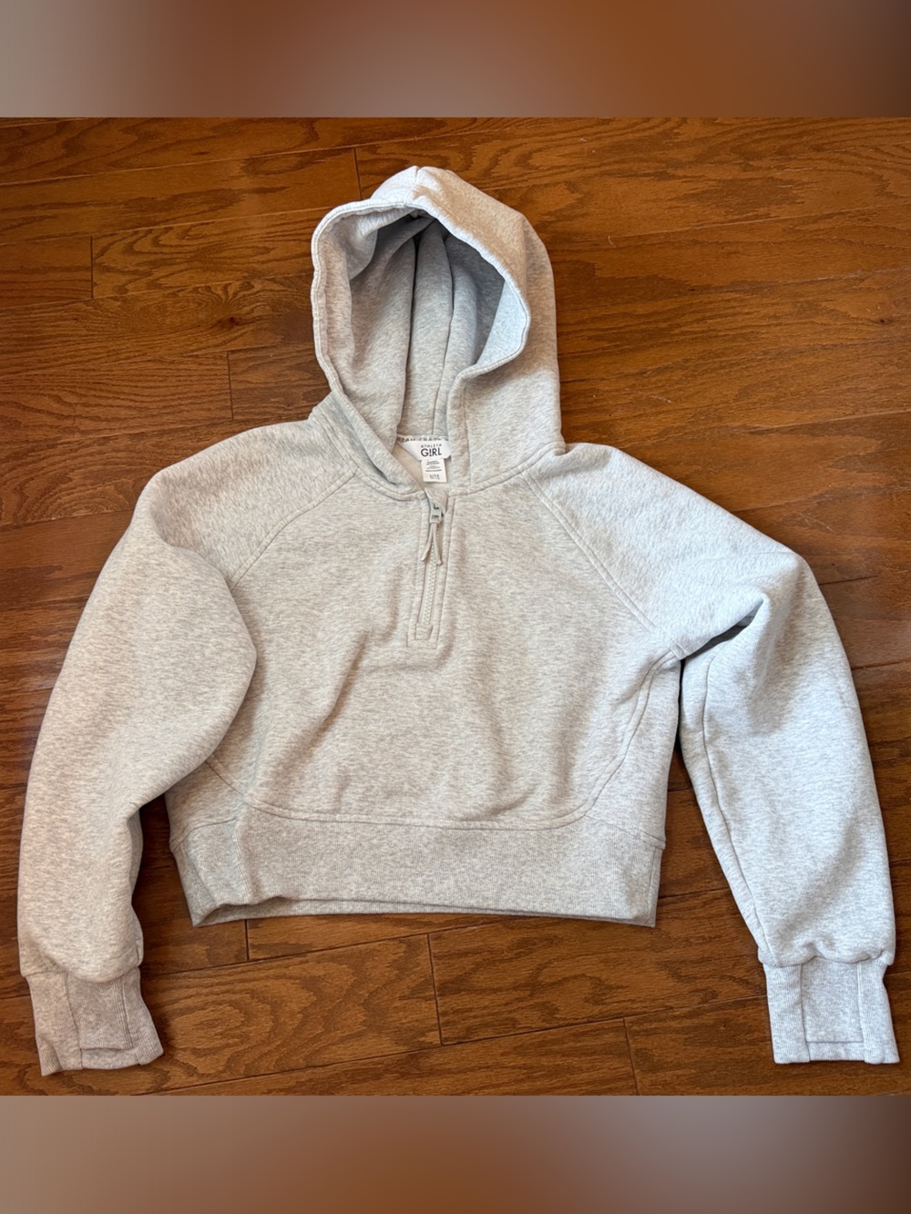 Athleta Girl Light Gray Half-Zip Hoodie Sweatshirt